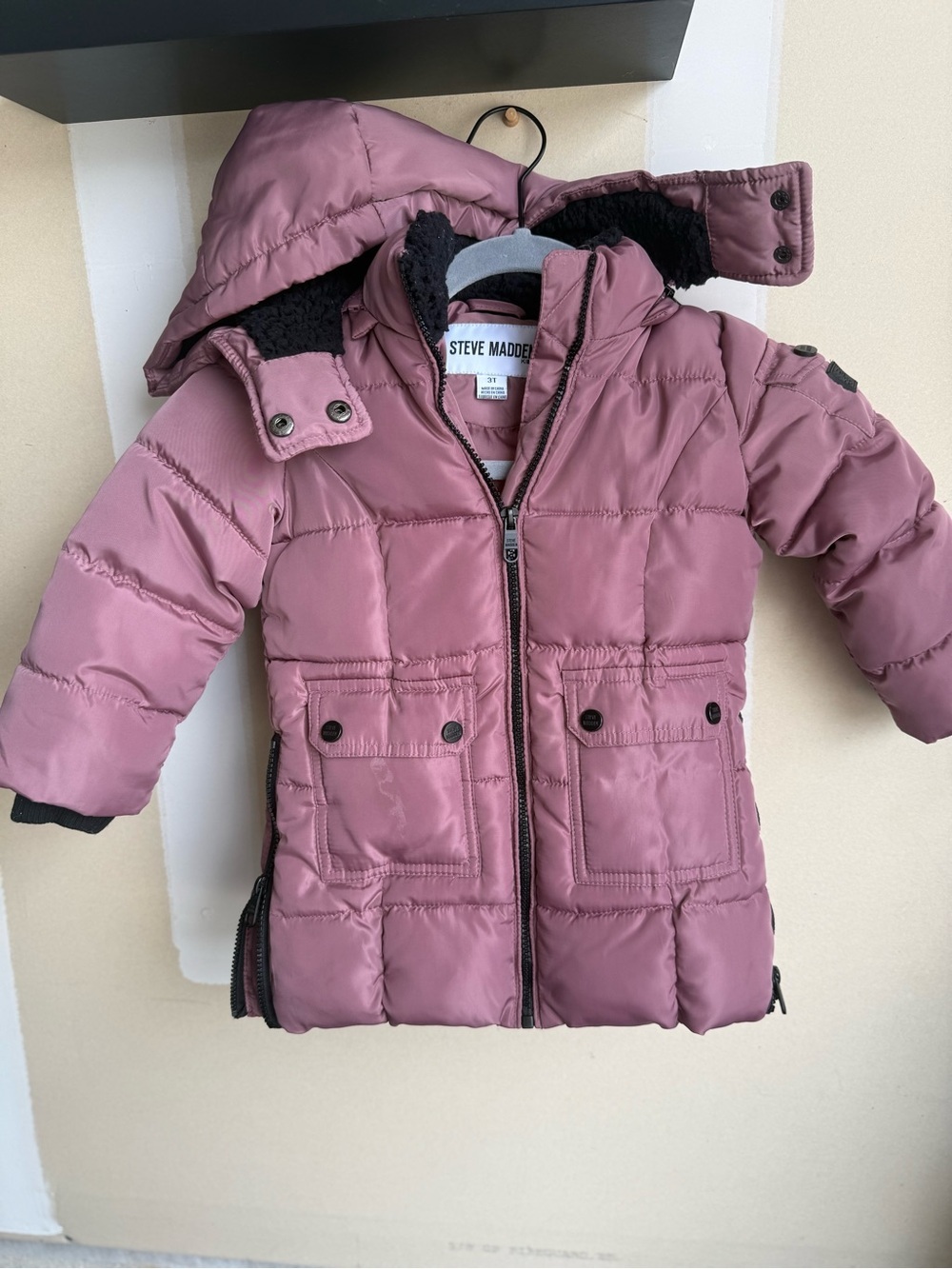 Steve Madden Pink Puffer Jacket with Hood